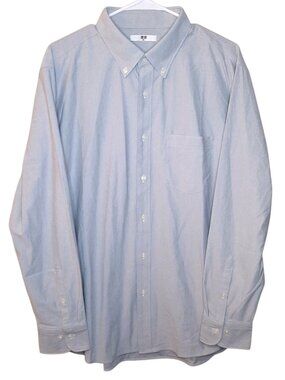 Uniqlo Shirt Gray Men Size XXL Button Down Casual Long Sleeve Cotton Blend